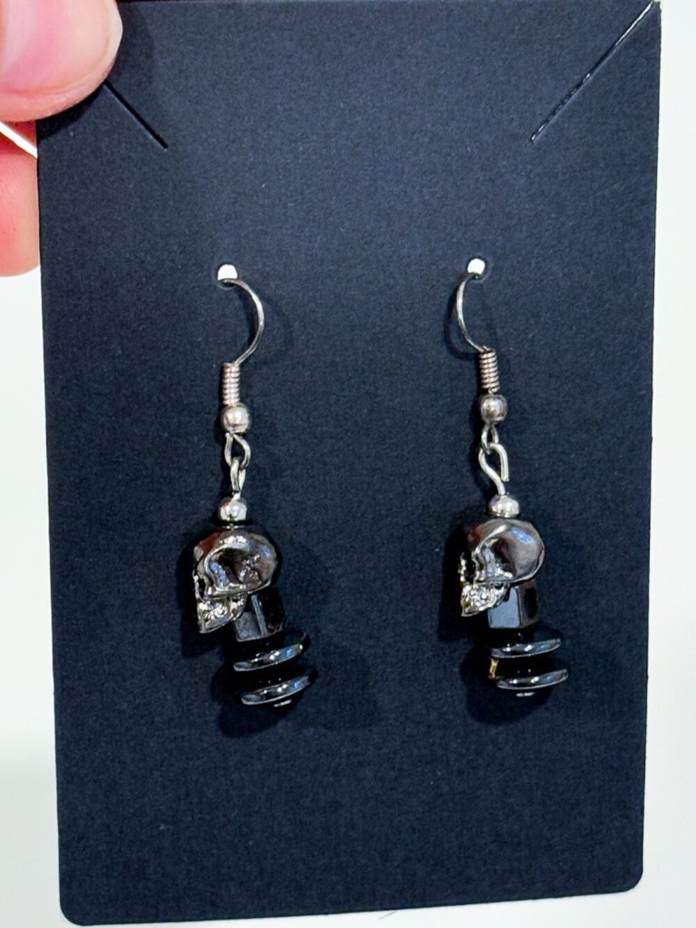 Silver Skull Drop Earrings | Gothic Punk Statement